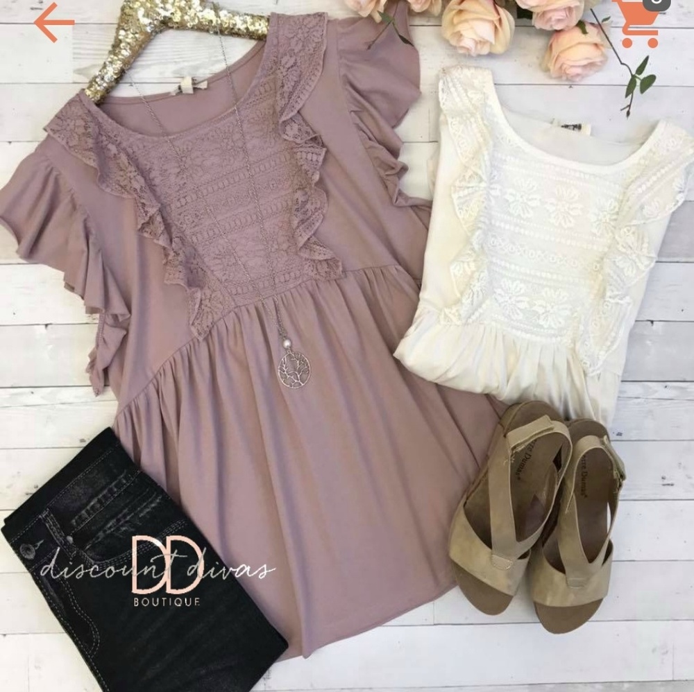 White flowy lace top
